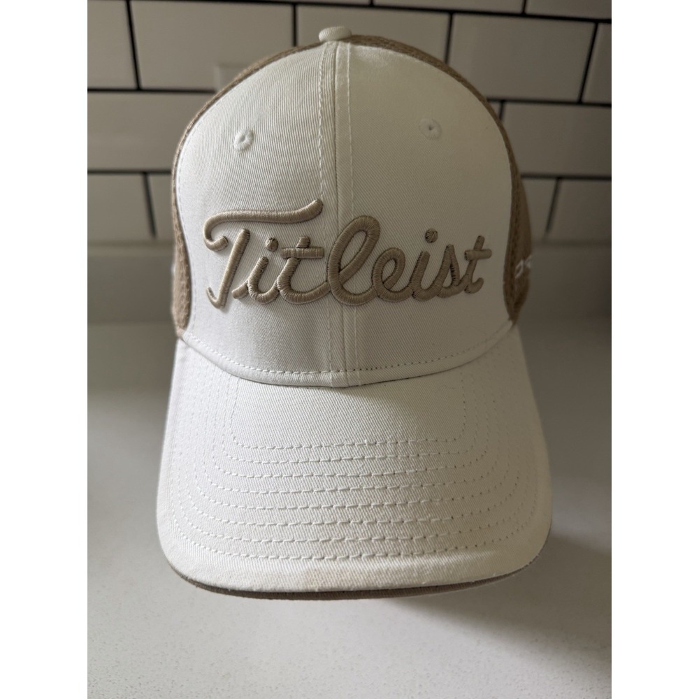 Titleist Hat Golf Baseball New Pro V1 FJ Tan White Medium/Large Cap